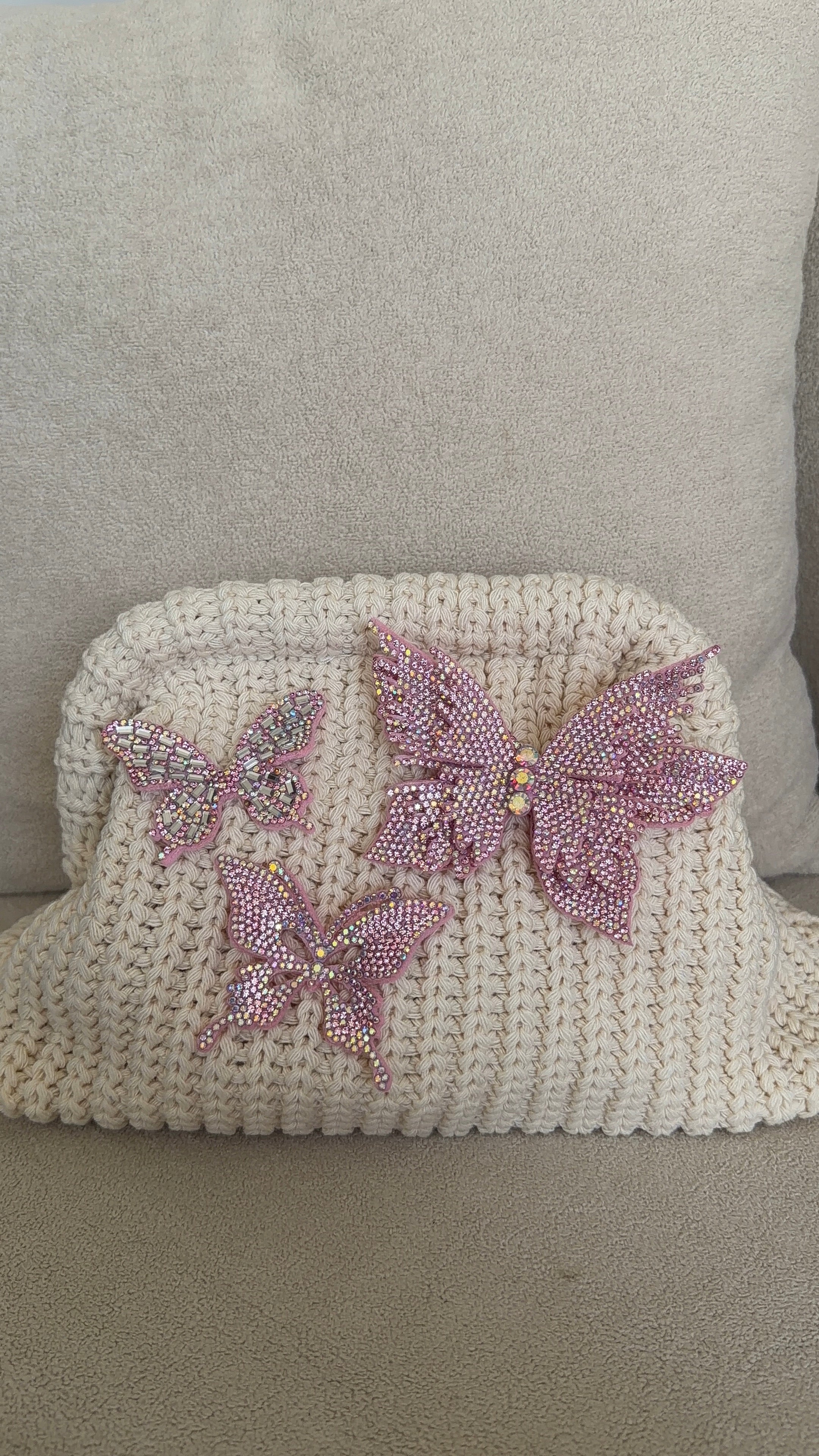 Butterfly crush clutch bag