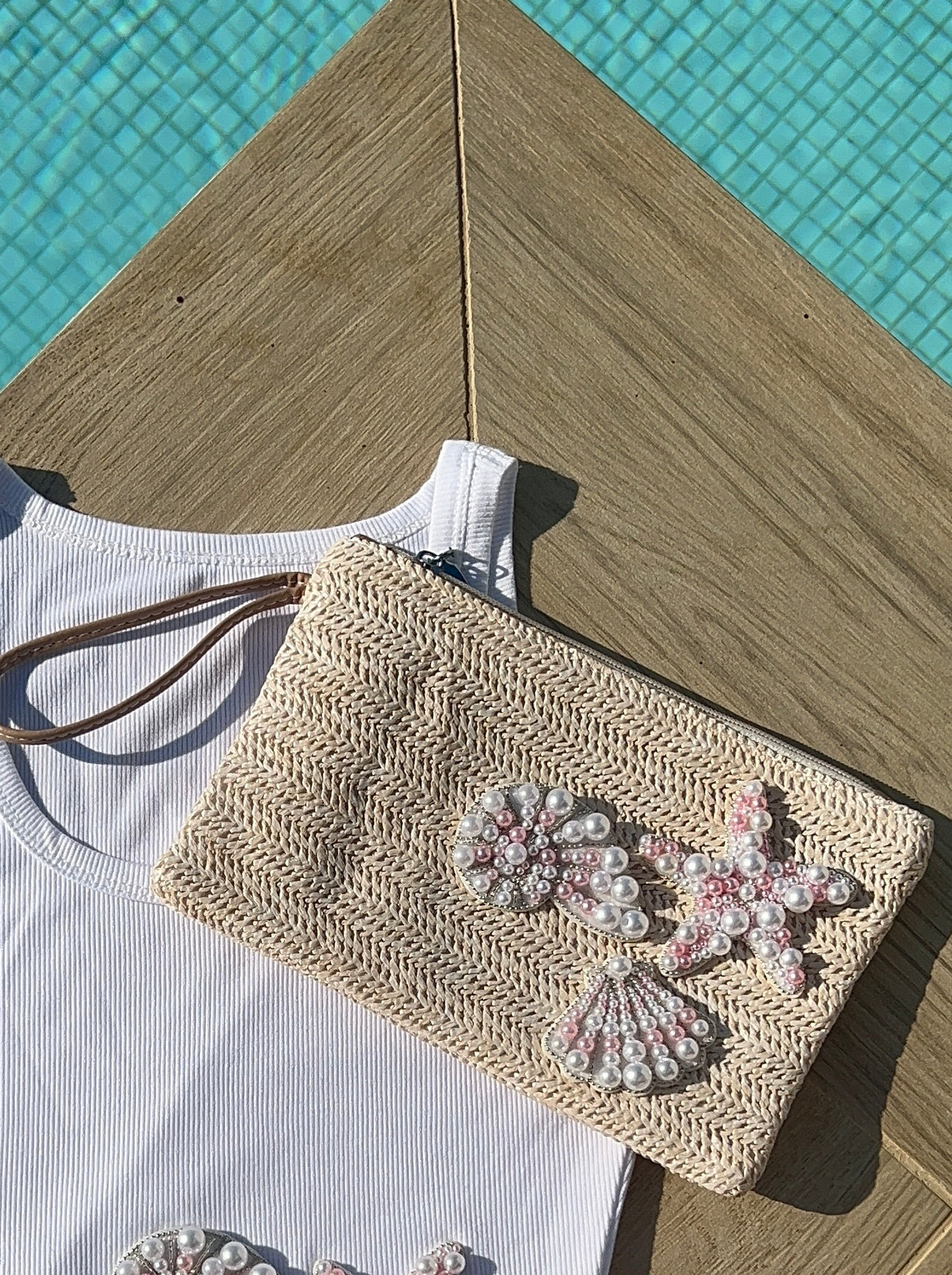 Coral Reef Straw Clutch Bag