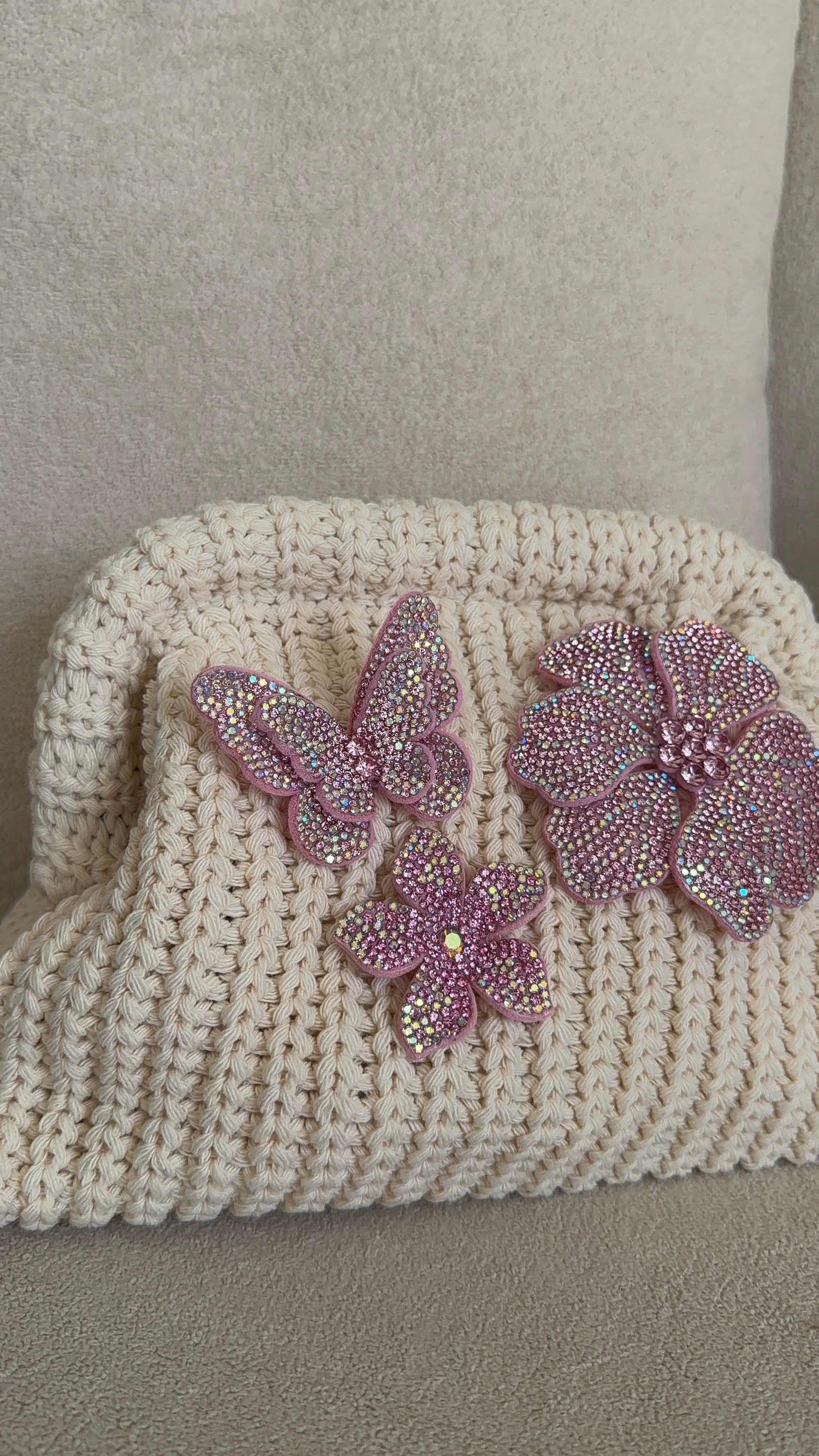 Butterfly crush clutch bag