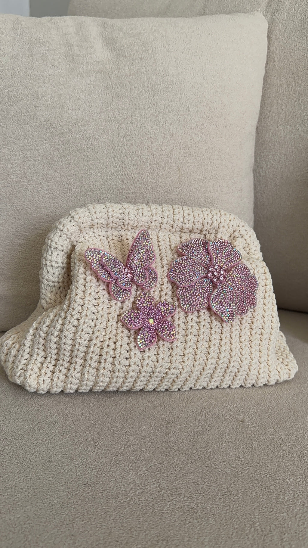 Butterfly crush clutch bag
