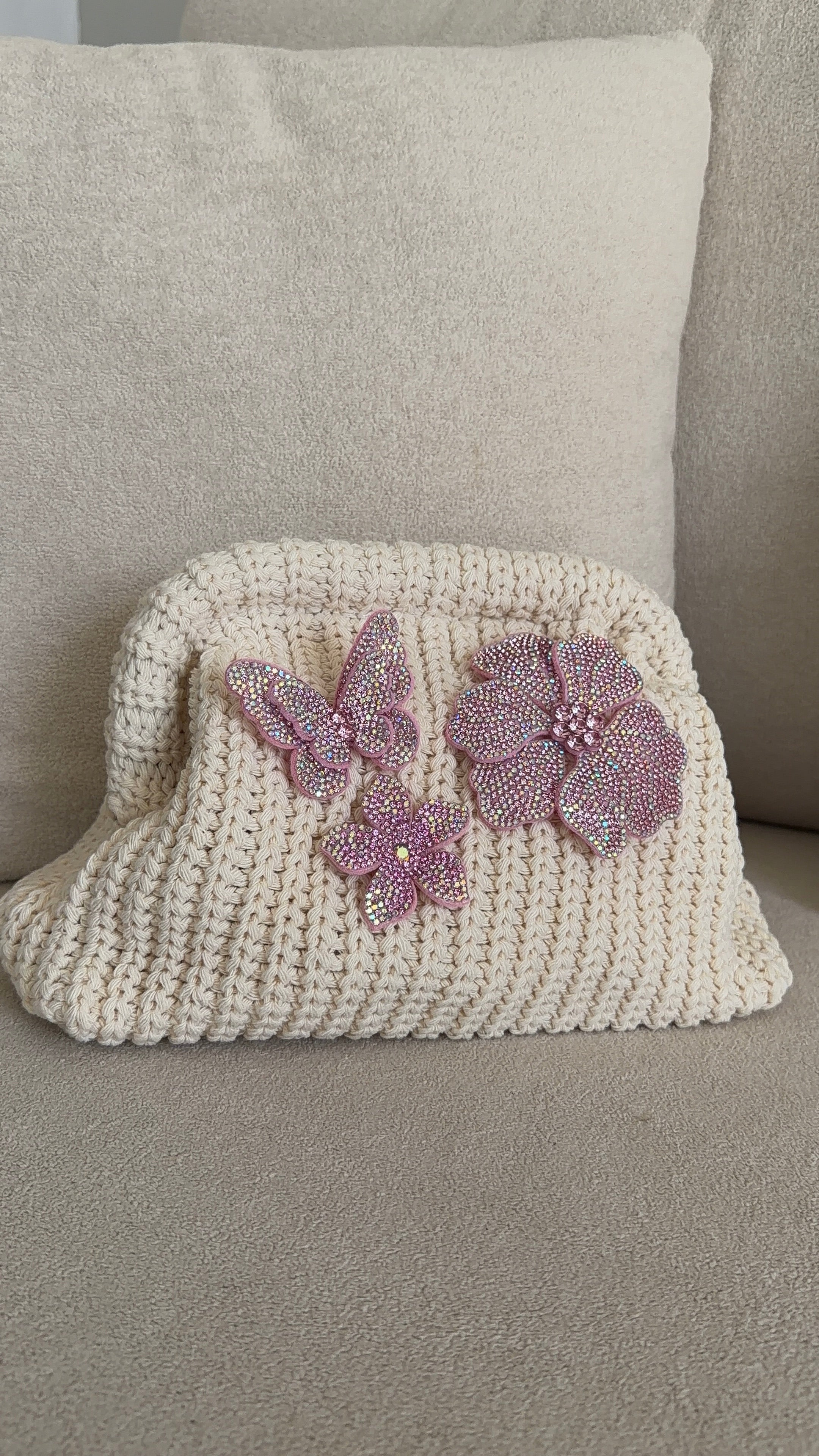 Butterfly crush clutch bag