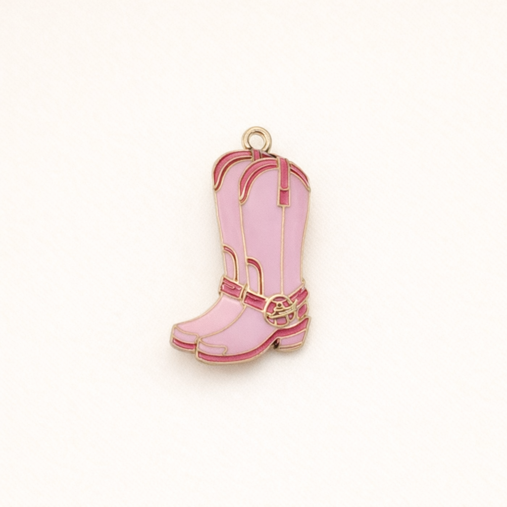 Pink cowboy boot charm