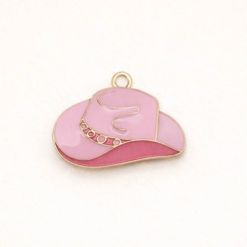 Pink cowboy hat charm